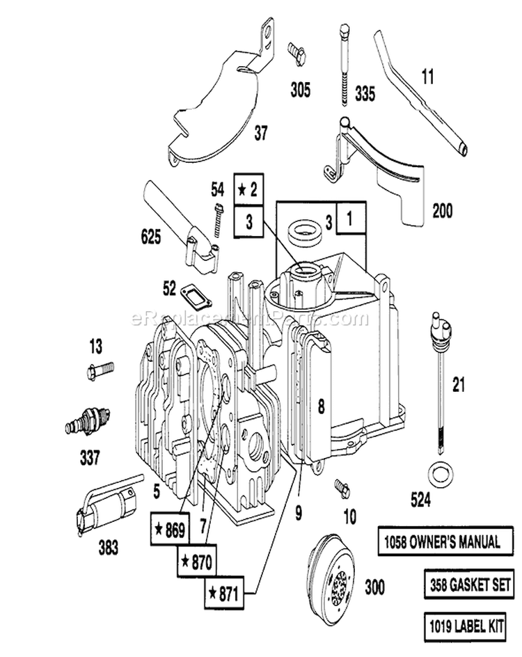 Engine Diagram and Parts List for 20181 7900001-7999999 - 1997 Toro Lawn Mower