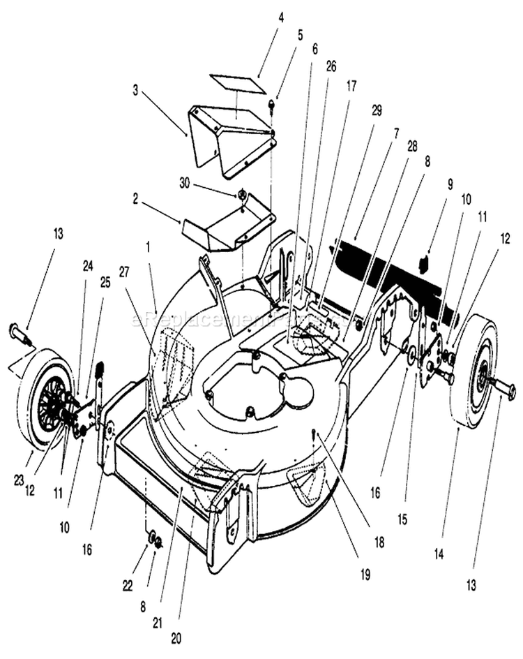 Housing Assembly Diagram and Parts List for 20181 7900001-7999999 - 1997 Toro Lawn Mower