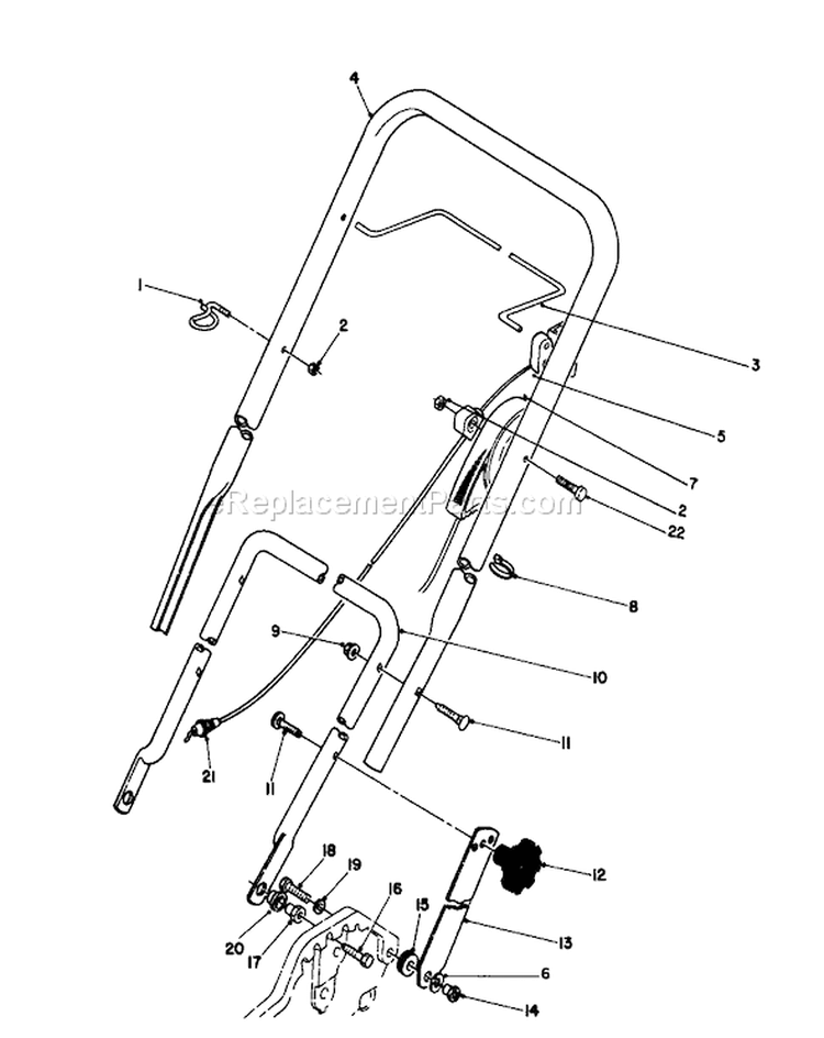 Handle & Throttle Control Assembly Diagram and Parts List for 20182 39000001-39999999 - 1993 Toro Lawn Mower