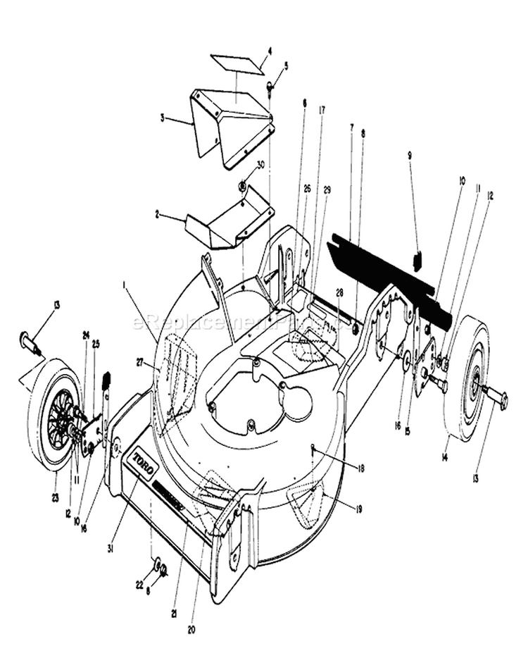 Housing Assembly Diagram and Parts List for 20182 39000001-39999999 - 1993 Toro Lawn Mower