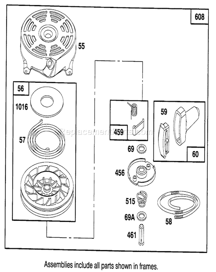 Engine Diagram and Parts List for 20183B 4900001-4999999 - 1994 Toro Lawn Mower