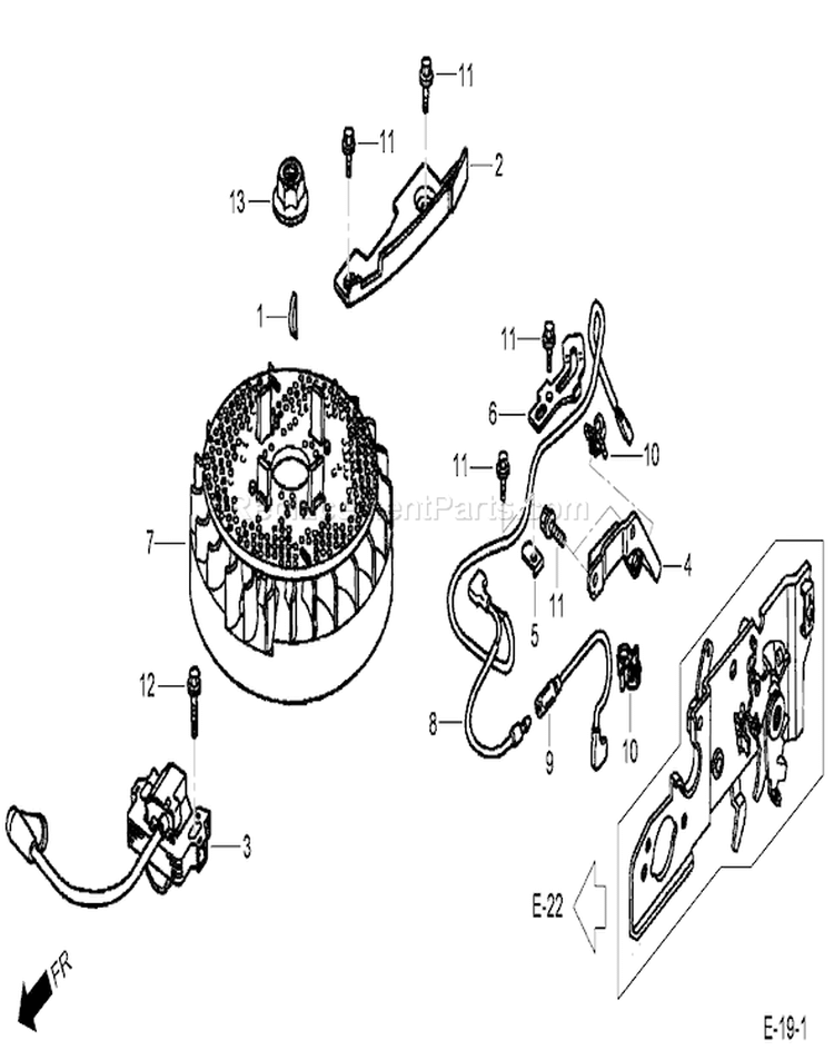 Flywheel Assembly Diagram and Parts List for 20194 290000001-290999999 - 2009 Toro Lawn Mower