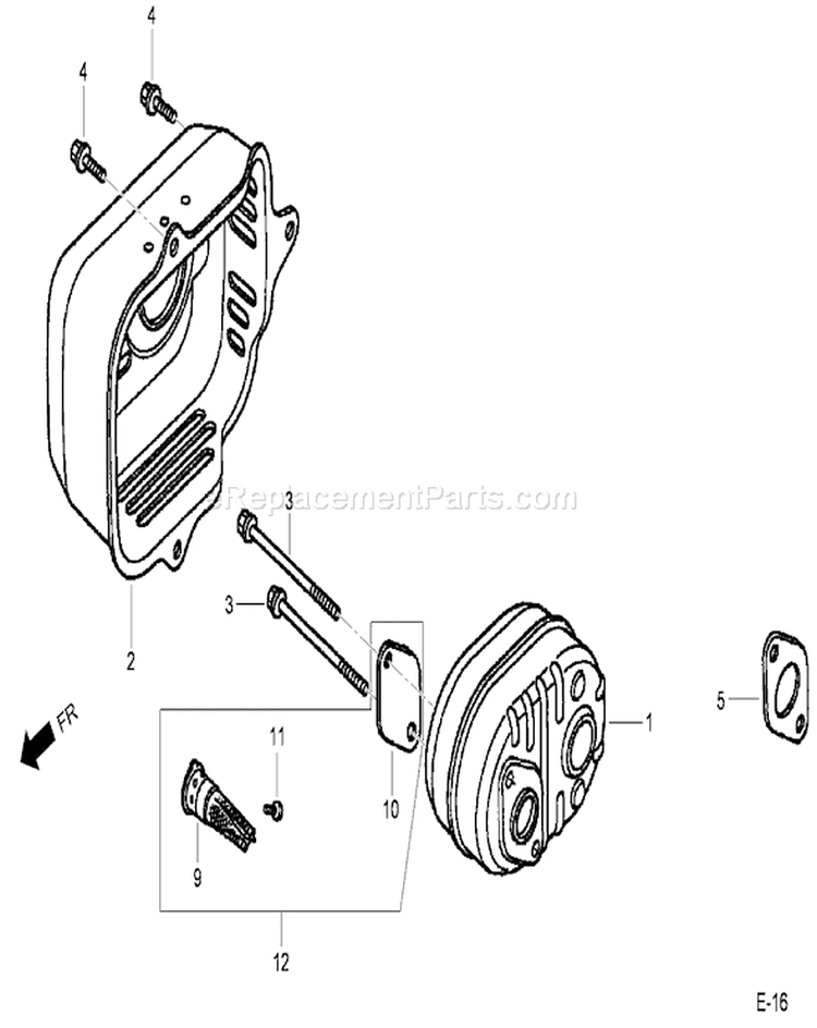 Muffler Assembly Diagram and Parts List for 20194 290000001-290999999 - 2009 Toro Lawn Mower