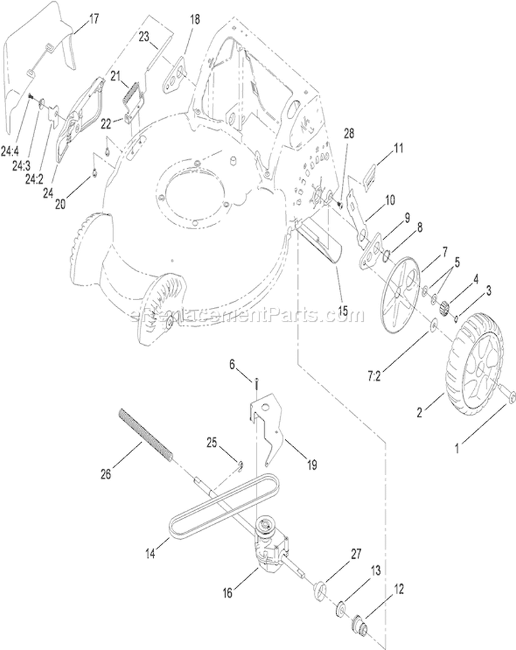 Side Discharge Diagram and Parts List for 20197 310000001-310999999 - 2010 Toro Lawn Mower