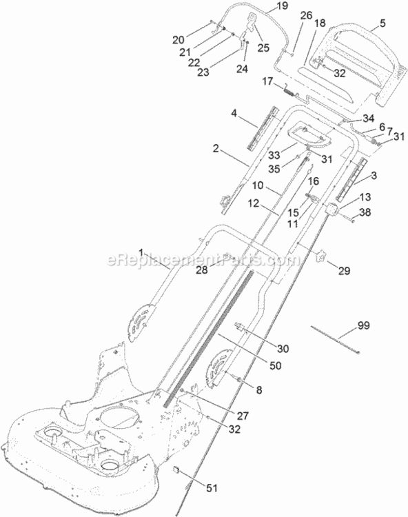 Handle_Assembly Diagram and Parts List for 20199 312017873 - 312999999 Toro Lawn Mower