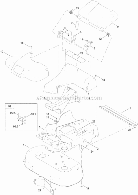Deck_And_Frame_Assembly Diagram and Parts List for 20199 314200001 - 314999999 Toro Lawn Mower