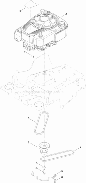 Engine_And_Pulley_Assembly Diagram and Parts List for 20199 314200001 - 314999999 Toro Lawn Mower