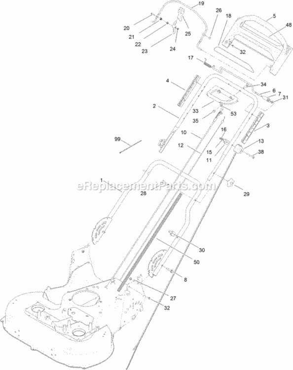 Handle_Assembly Diagram and Parts List for 20199 314200001 - 314999999 Toro Lawn Mower