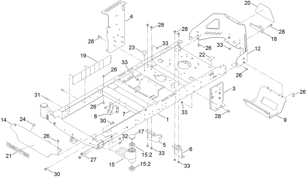 Frame Assembly Diagram and Parts List for 75747W 400000000 - 409999999 Toro Lawn Tractor