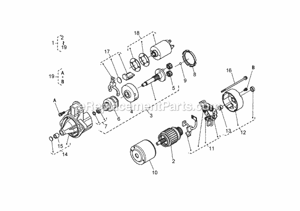 Starter Assembly Diagram and Parts List for 74265 260000001-260999999 Toro Lawn Mower