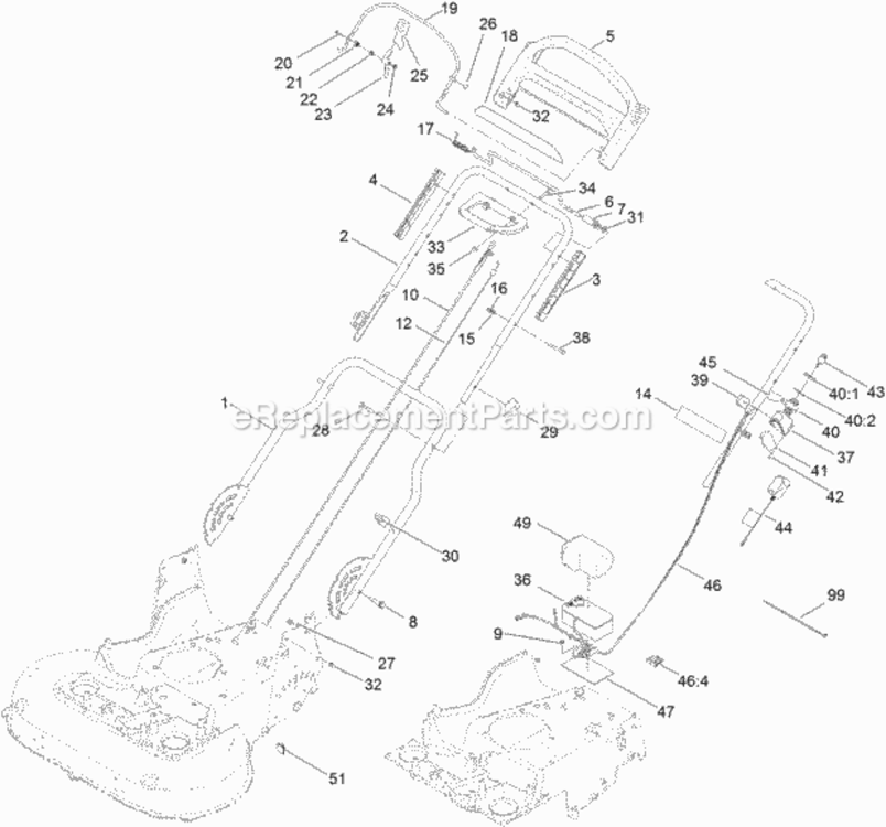 Handle_Assembly Diagram and Parts List for 20200 312008662 - 312999999 Toro Lawn Mower