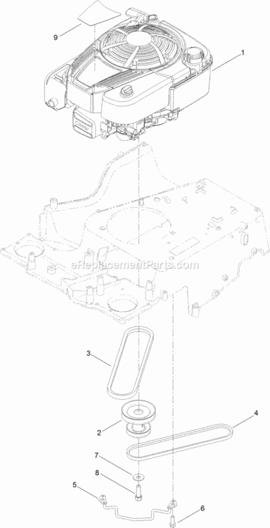Engine_And_Pulley_Assembly Diagram and Parts List for 20200 314000001 - 314200000 Toro Lawn Mower