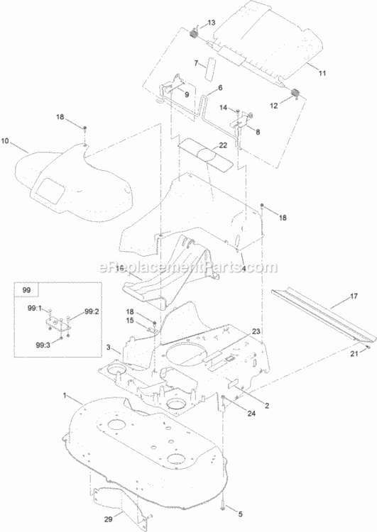 Deck_And_Frame_Assembly Diagram and Parts List for 20200 314200001 - 314999999 Toro Lawn Mower
