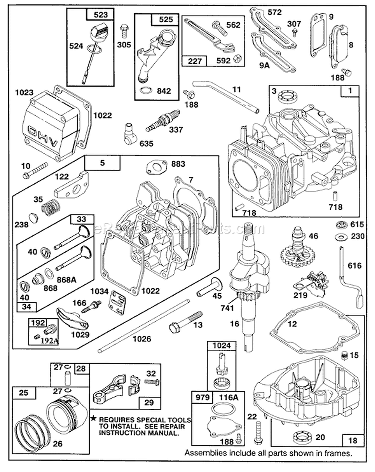 Engine Diagram and Parts List for 20210 1000001-1999999 - 1991 Toro Lawn Mower