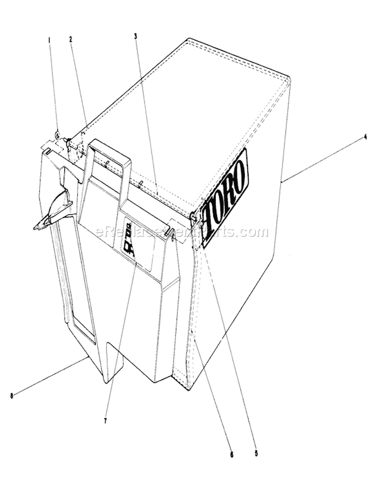 Recycler Bagging Kit Diagram and Parts List for 20210 2000001-2999999 - 1992 Toro Lawn Mower