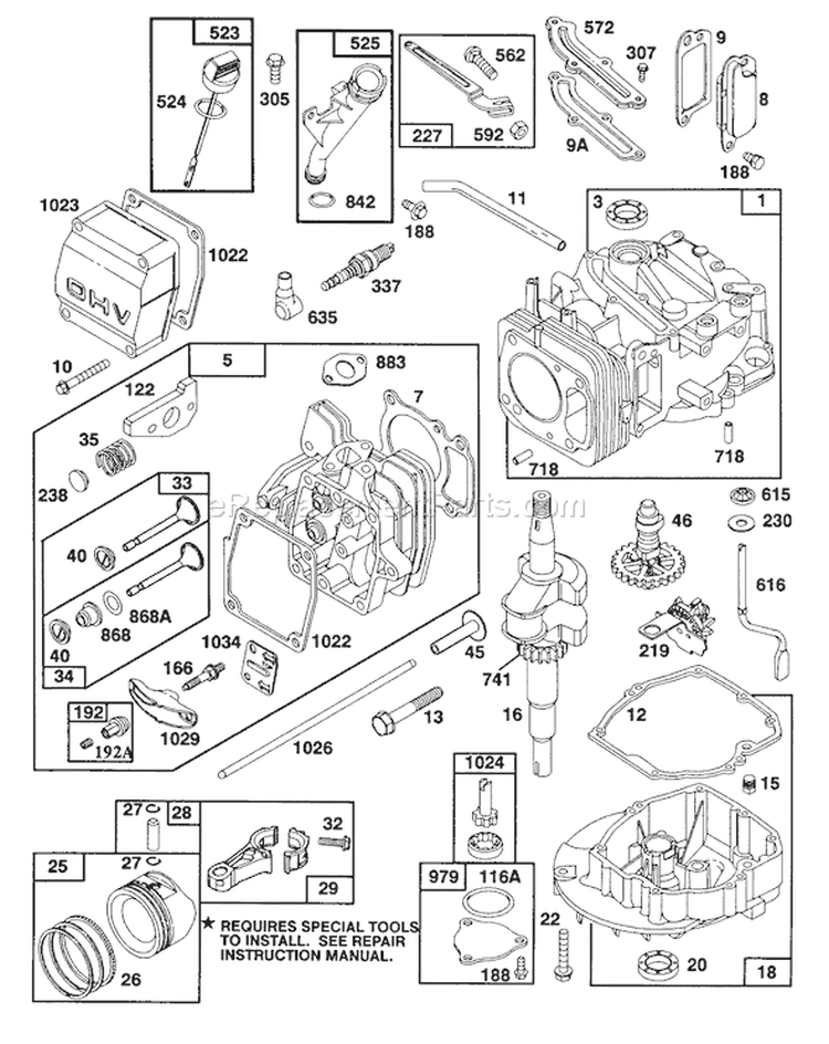 Engine Diagram and Parts List for 20210 2000001-2999999 - 1992 Toro Lawn Mower