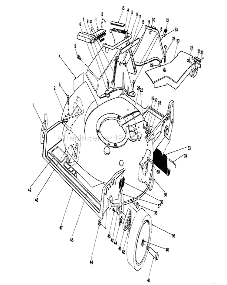 Housing Assembly Diagram and Parts List for 20211 1000001-1999999 - 1991 Toro Lawn Mower