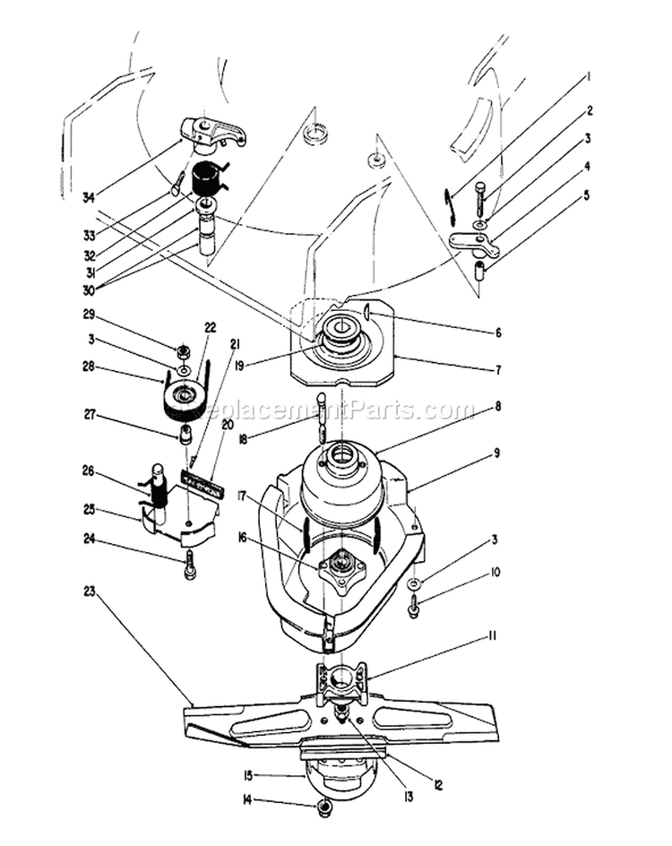Blade Brake Clutch Assembly Diagram and Parts List for 20211 1000001-1999999 - 1991 Toro Lawn Mower