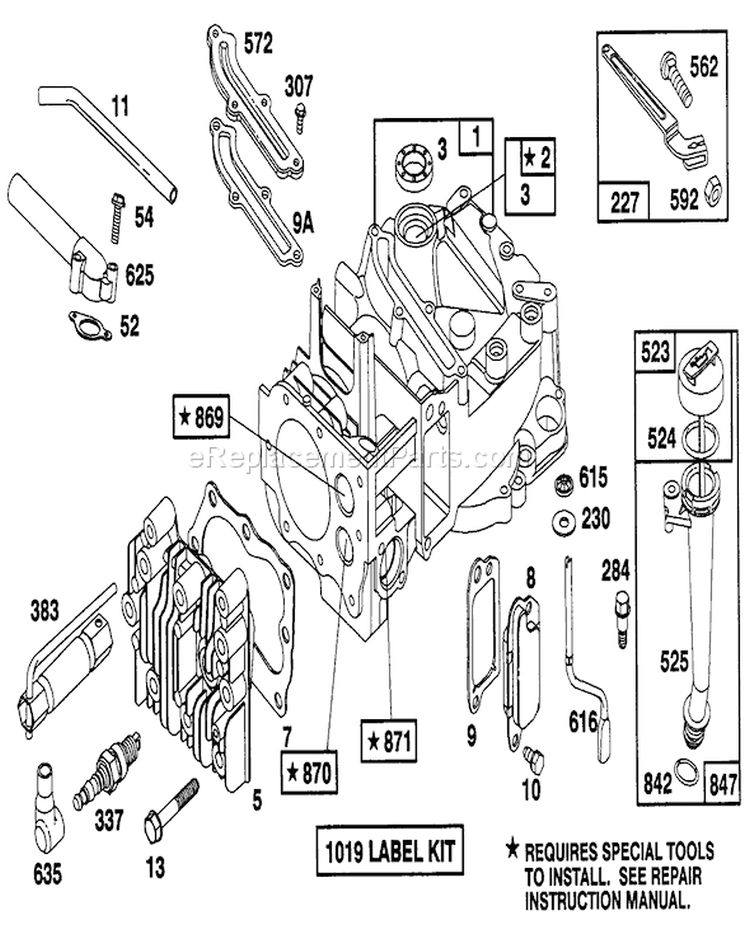 Engine Diagram and Parts List for 20212 1000001-1999999 - 1991 Toro Lawn Mower