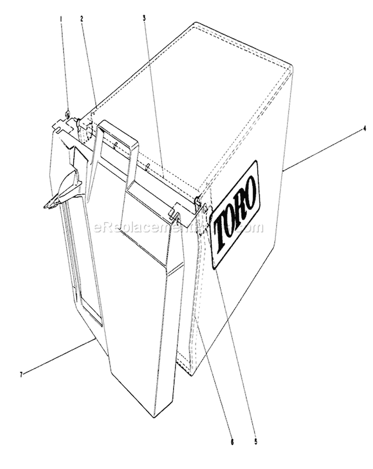 Grass Bag Assembly Diagram and Parts List for 20213 1000001-1999999 - 1991 Toro Lawn Mower