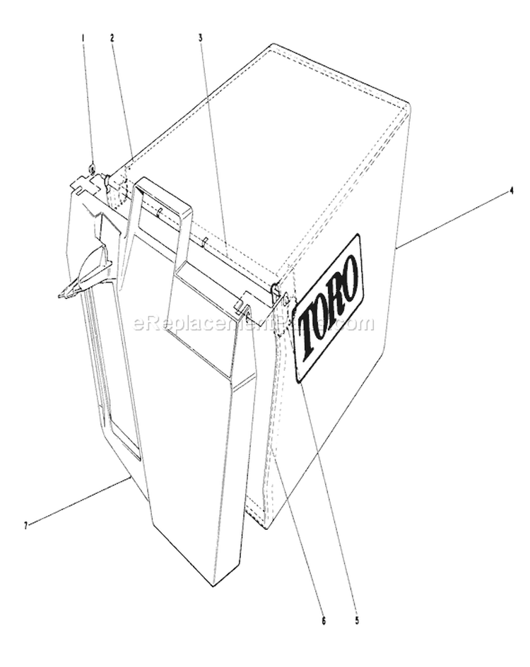 Grass Bag Assembly Diagram and Parts List for 20213 2000001-2999999 - 1992 Toro Lawn Mower