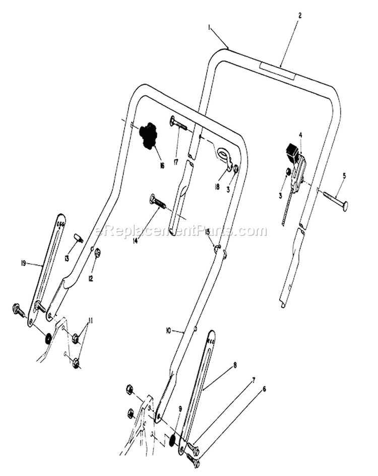 Handle Assembly Diagram and Parts List for 20213 2000001-2999999 - 1992 Toro Lawn Mower