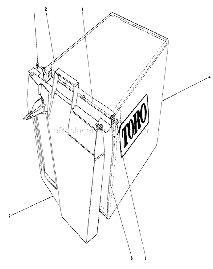 Grass Bag Assembly Diagram and Parts List for 20215 1000001-1999999 - 1991 Toro Lawn Mower