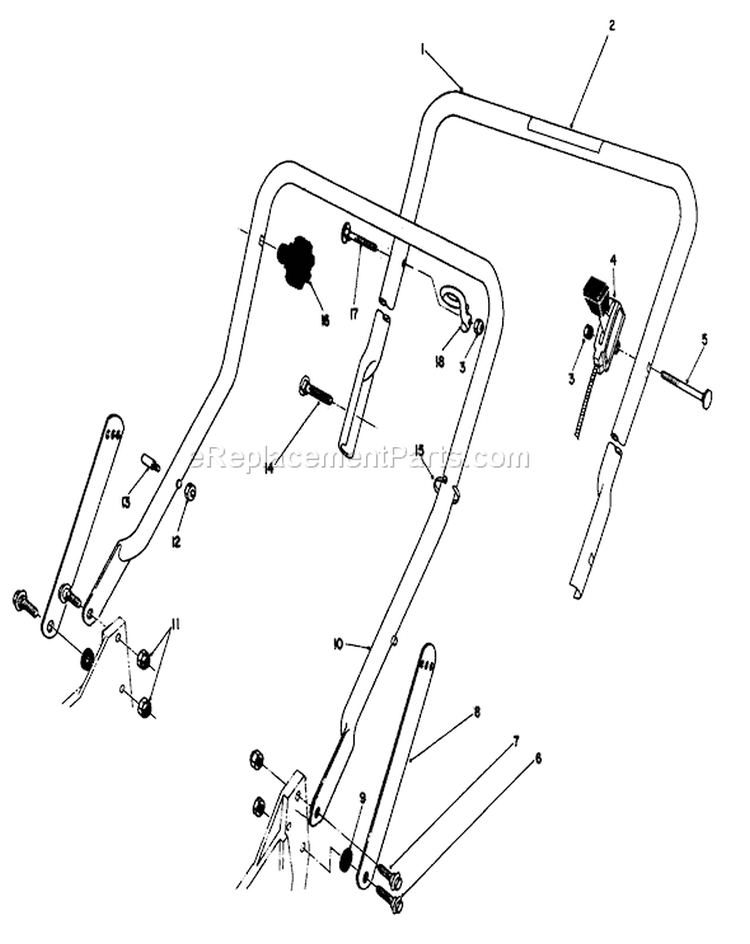 Handle Assembly Diagram and Parts List for 20215 1000001-1999999 - 1991 Toro Lawn Mower