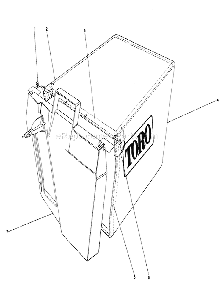 Grass Bag Assembly Diagram and Parts List for 20215 2000001-2999999 - 1992 Toro Lawn Mower