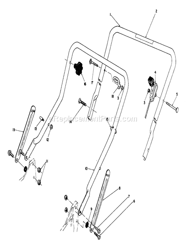 Handle Assembly Diagram and Parts List for 20215 2000001-2999999 - 1992 Toro Lawn Mower