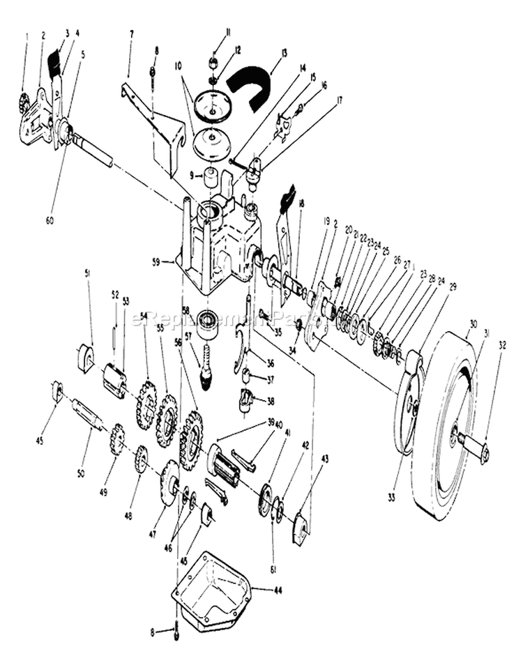 Gear Case Assembly Diagram and Parts List for 20216 1000001-1999999 - 1991 Toro Lawn Mower