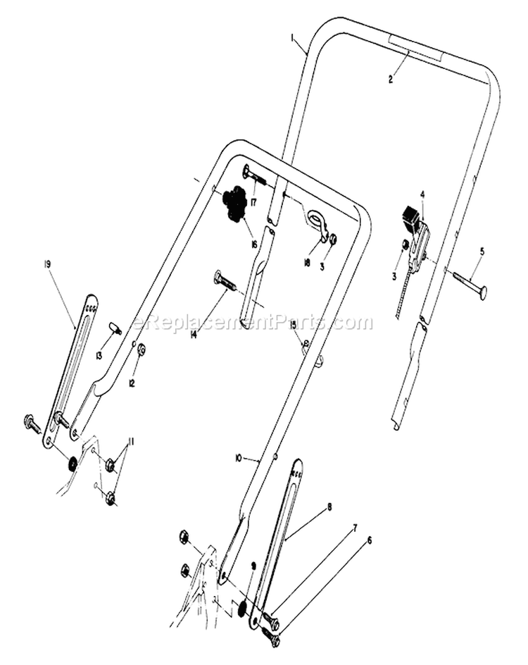 Handle Assembly Diagram and Parts List for 20217 2000001-2999999 - 1992 Toro Lawn Mower