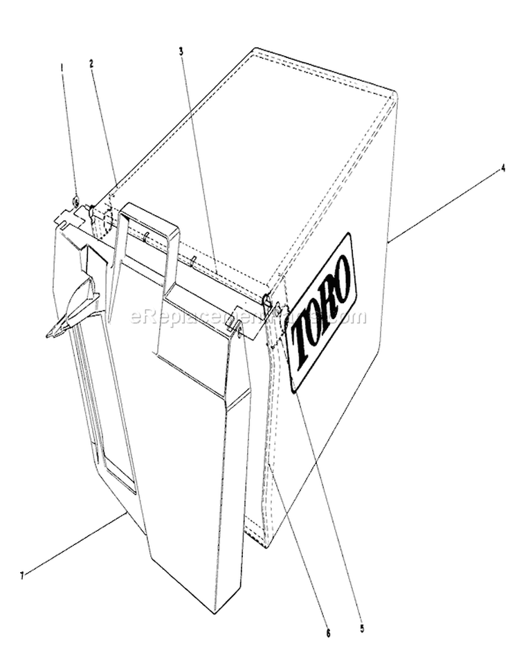 Recycler Bagging Kit Diagram and Parts List for 20217 2000001-2999999 - 1992 Toro Lawn Mower