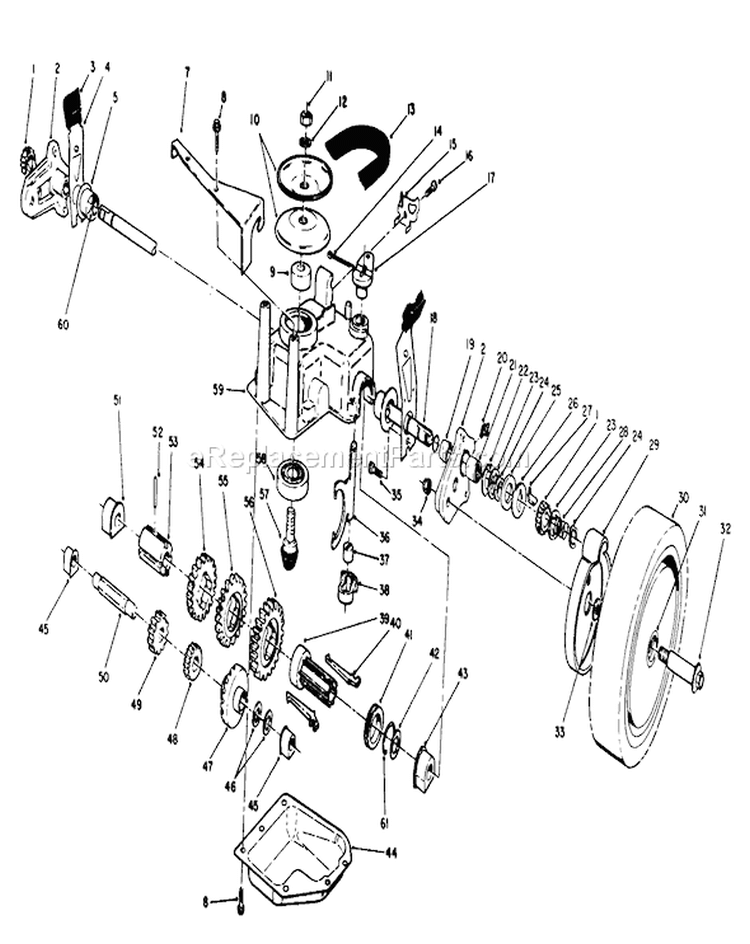 Gear Case Assembly Diagram and Parts List for 20218 1000001-1999999 - 1991 Toro Lawn Mower