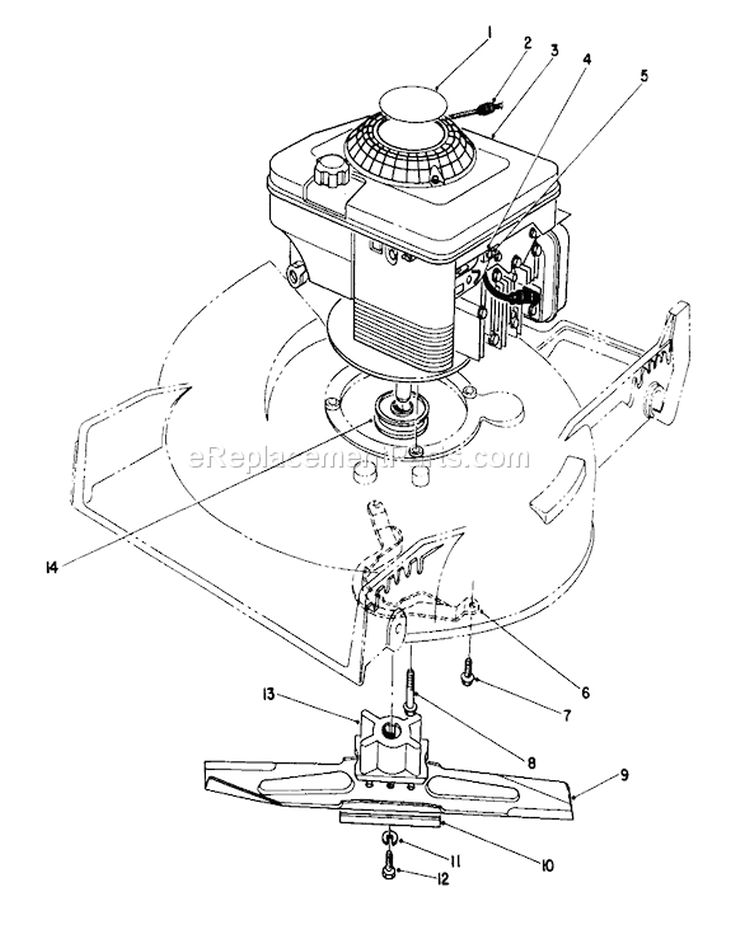 Engine Assembly Diagram and Parts List for 20218 2000001-2999999 - 1992 Toro Lawn Mower