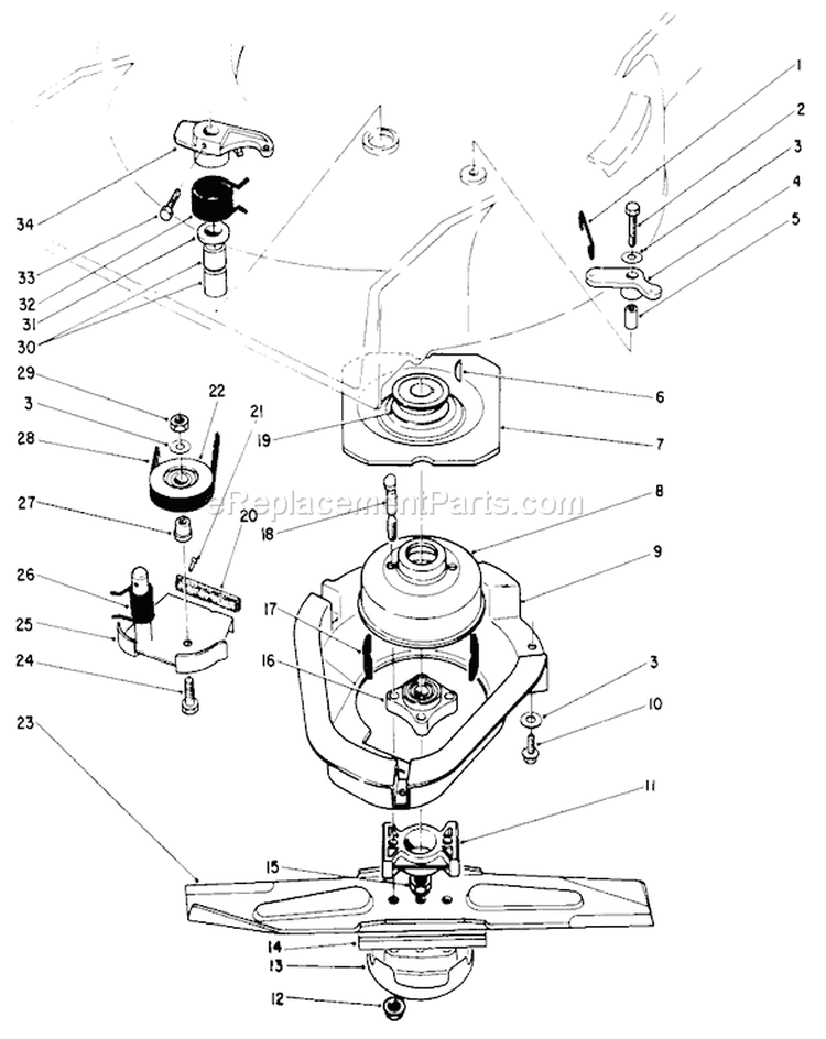 Blade Brake Clutch Assembly Diagram and Parts List for 20219 1000001-1999999 - 1991 Toro Lawn Mower
