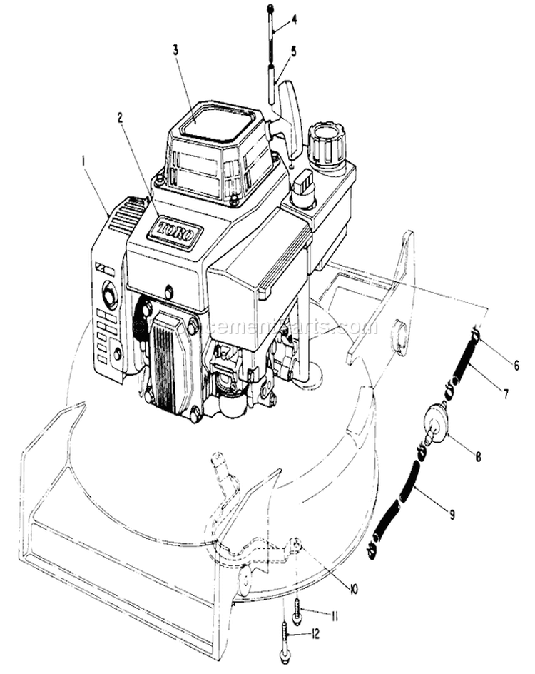 Engine Assembly Diagram and Parts List for 20219 1000001-1999999 - 1991 Toro Lawn Mower