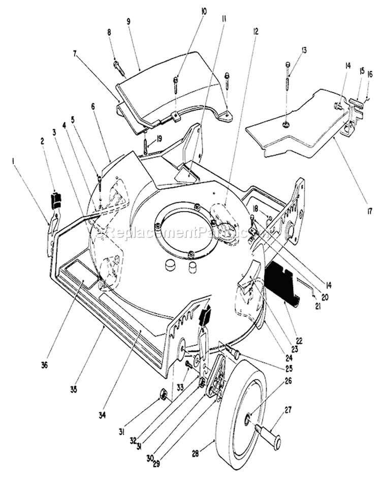 Housing Assembly Diagram and Parts List for 20219 1000001-1999999 - 1991 Toro Lawn Mower