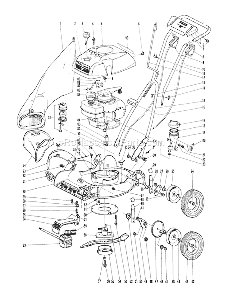 21" Pow-R-Drive Diagram and Parts List for 19221 8000001-8999999 - 1968 Toro Lawn Mower