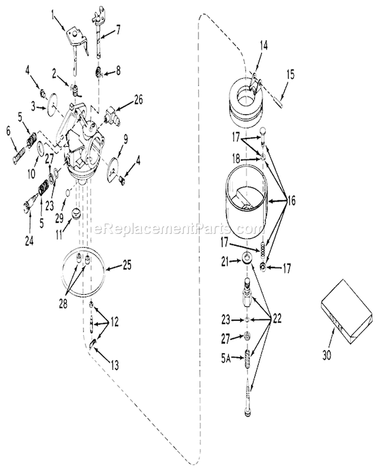 Carburetor Diagram and Parts List for 19221 8000001-8999999 - 1968 Toro Lawn Mower