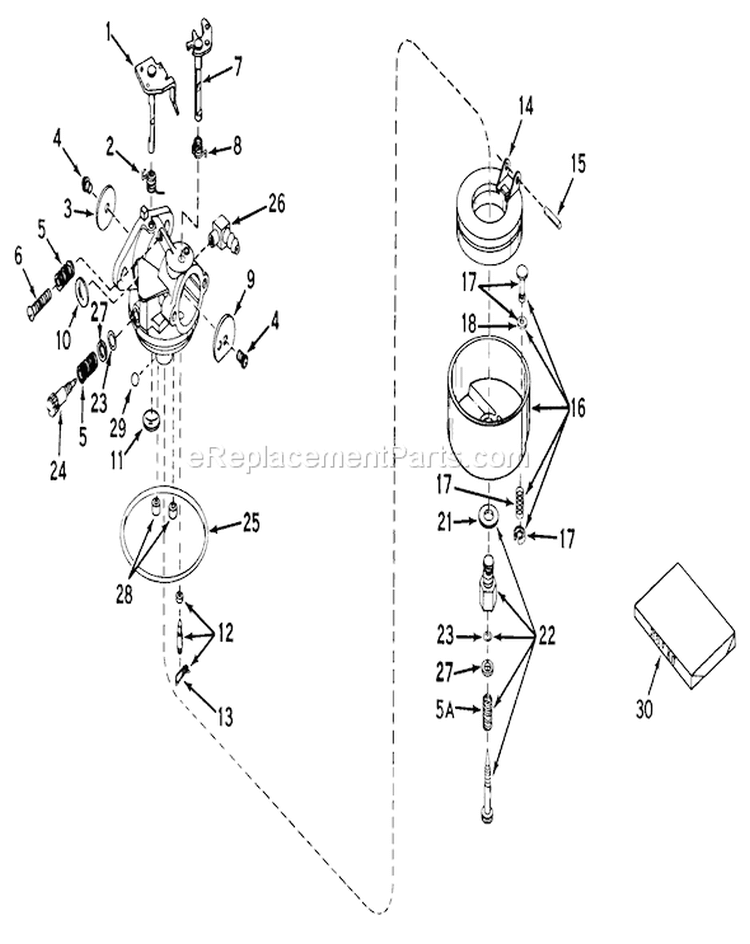 Carburetor Assembly Diagram and Parts List for 17601 9000001-9999999 - 1969 Toro Lawn Mower