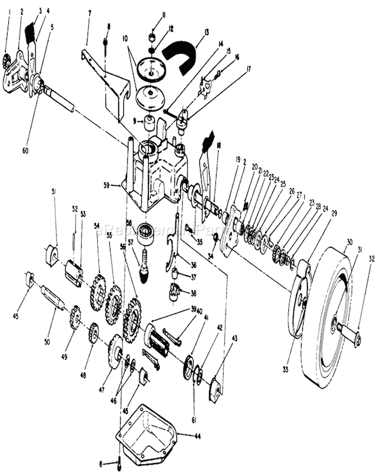 Gear Case Assembly Diagram and Parts List for 20320 2000001-2999999 - 1992 Toro Lawn Mower