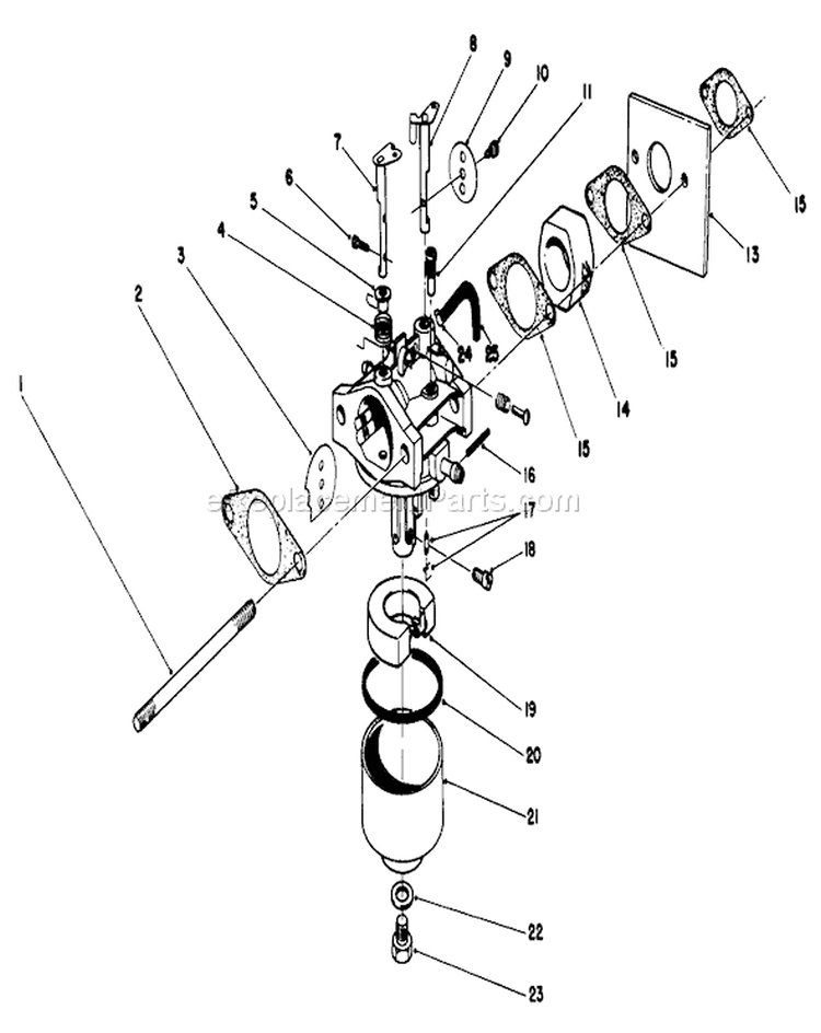 Carburetor Assembly Diagram and Parts List for 20321 2000001-2999999 - 1992 Toro Lawn Mower