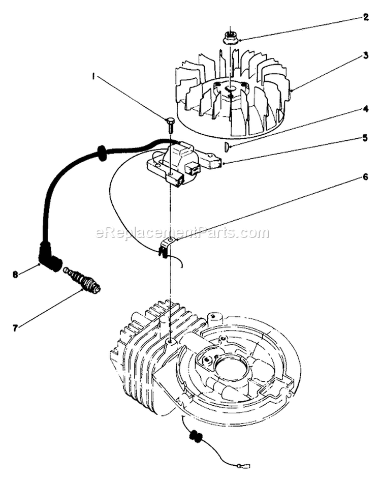Ignition Assembly Diagram and Parts List for 20321 2000001-2999999 - 1992 Toro Lawn Mower