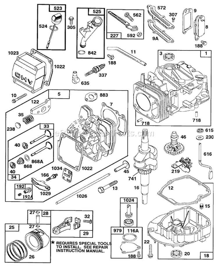Engine Diagram and Parts List for 20324 2000001-2999999 - 1992 Toro Lawn Mower