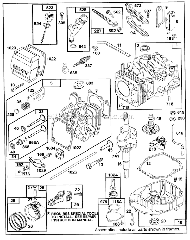 Engine Diagram and Parts List for 20325 2000001-2999999 - 1992 Toro Lawn Mower