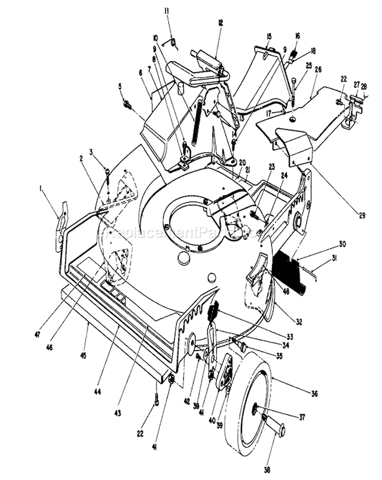 Housing Assembly Diagram and Parts List for 20327B 2000001-2999999 - 1992 Toro Lawn Mower