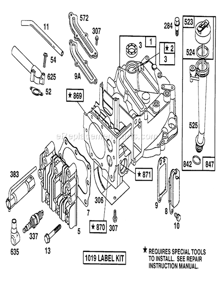 Engine Diagram and Parts List for 20327B 2000001-2999999 - 1992 Toro Lawn Mower