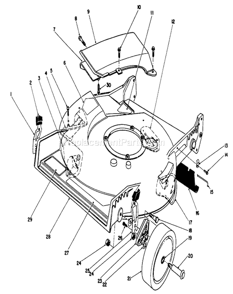 Housing Assembly Diagram and Parts List for 20329 2000001-2999999 - 1992 Toro Lawn Mower