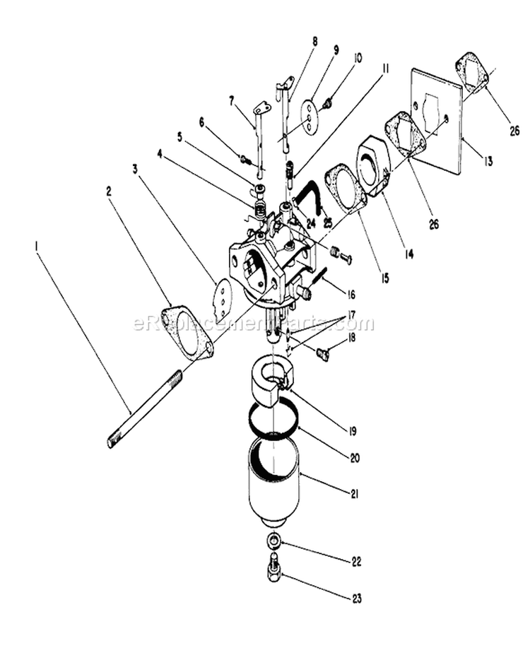 Carburetor Assembly Diagram and Parts List for 20329 2000001-2999999 - 1992 Toro Lawn Mower